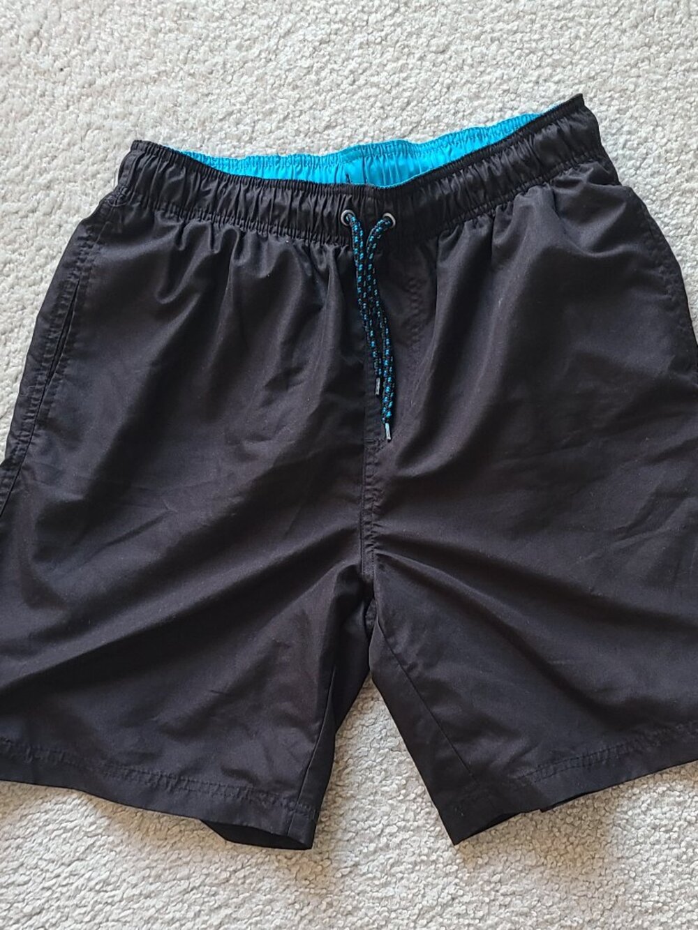 NWOT Ocean Pacific OP Men's Black Drawstring Swim Trunks - Size Medium